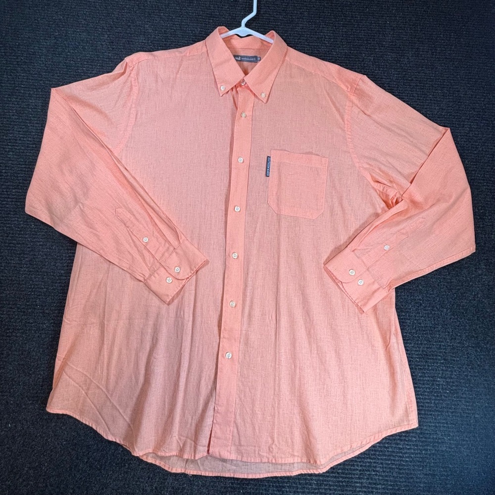 Southern Marsh Mens 2X Peach Cotton Button Down Long Sleeve Shirt Coral Slub